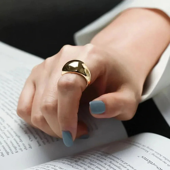 Minimalist 925 Sterling Silver Dome Ring Thick Chunky Statement Modern Ring - Picture 2 of 9